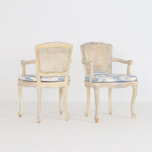 Vintage French Carved Cane Chairs
