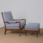 Pair of Marshall Spool Chairs & Ottoman