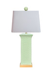 Lemon Green Fish Scale Porcelain Flat Vase Lamp with Gilded Base