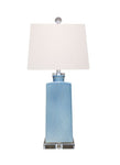 Romantic Blue Zigzag Large Porcelain Vase Lamp with Crystal Base