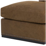 Houston Leather Ottoman by Wesley Hall shown in Zulu Cigar leather - close up