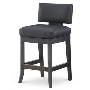 Abbey Counter Stool in Dynasty Graphite leather by Wesley Hall - front view