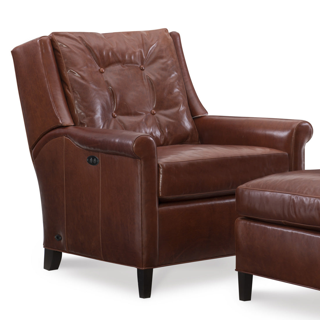 Fallon Leather Tilt Back Chair Mont Blanc Chianti leather by Wesley Hall - close up