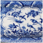 Birds & Butterflies Blue Porcelain Footbath with Base