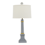 Grey/Blue Wooden Post Lamp w/ Gold Leaf Detail