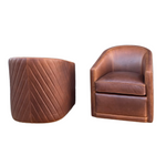 Radcliffe Leather Swivel Chair w/ Chevron Welting