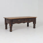 English Antique Pine Top Painted Base Coffee Table c1880