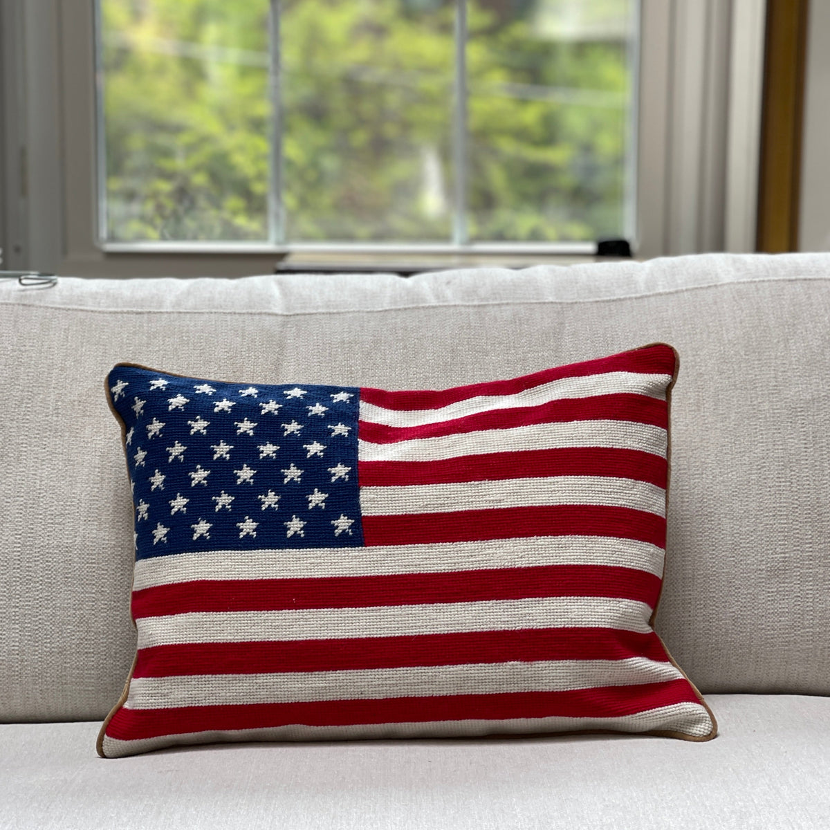 USA Flag Needlepoint Pillow English Traditions