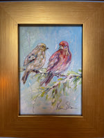 "Purple Finch Love Birds" by Karin Sheer