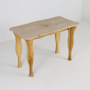 French Yellow Base with Sycamore Top Table c1930