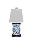 Small Blue & White Bamboo Vase Lamp