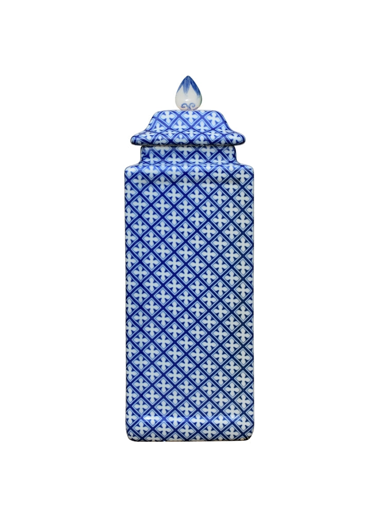 Blue and White Square Porcelain Jar