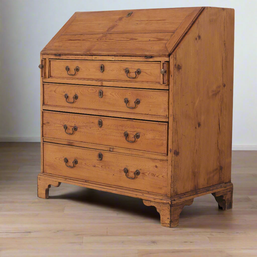 Antique English Georgian Pine Bureau Desk c1840