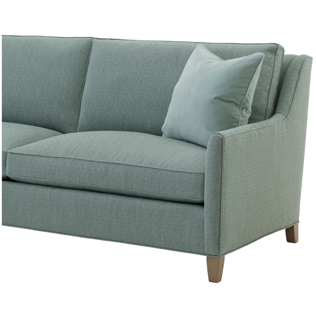 Nevil Sofa by Wesley Hall shown in Turnstile Commodore fabric - close up arm