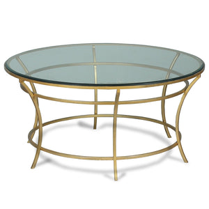 Round Glass & Gilded Iron Coffee Table