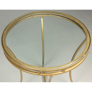 Round Glass & Gilded Iron Side Table