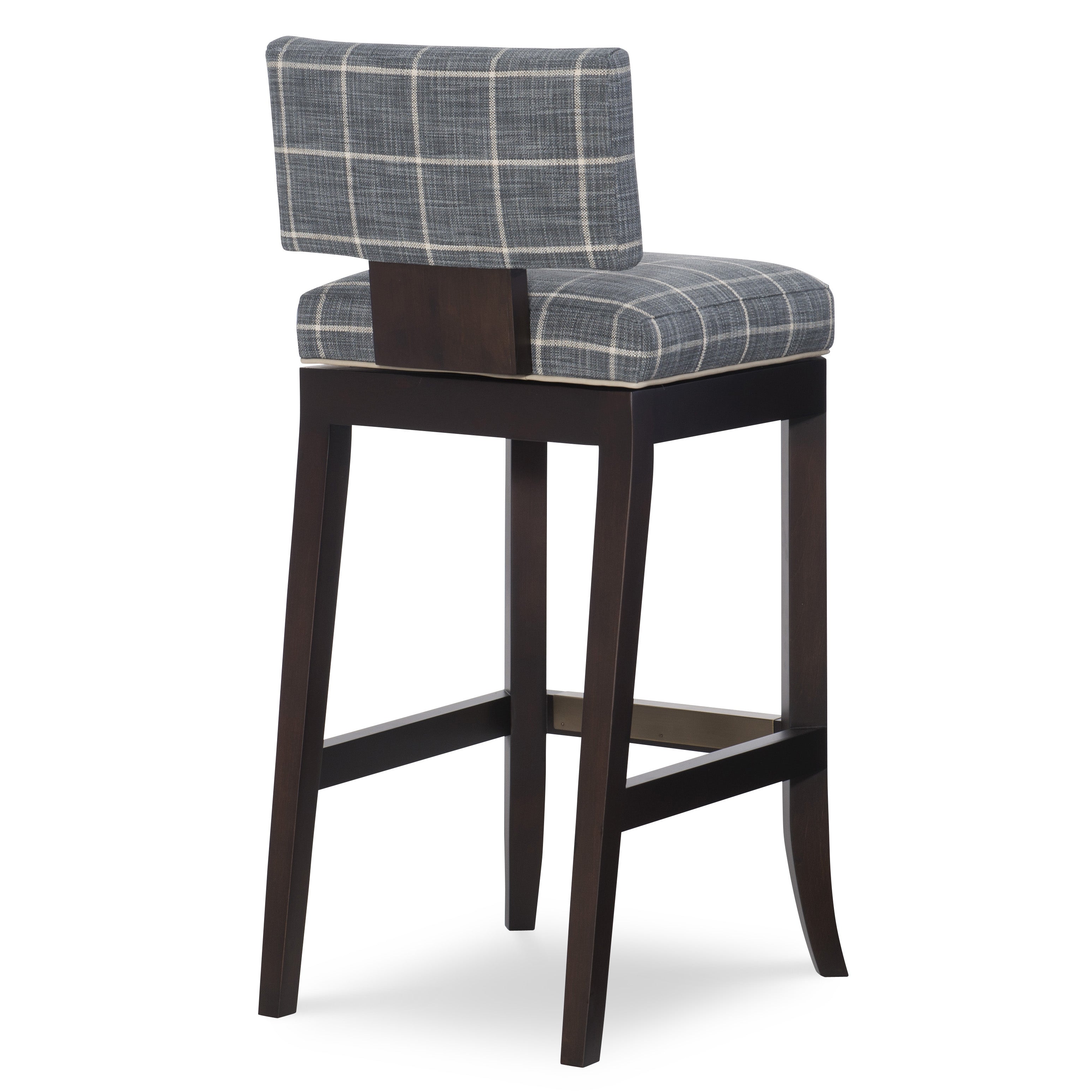 Abbey Bar Stool in Kaluga Slate fabric by Wesley Hall - back view