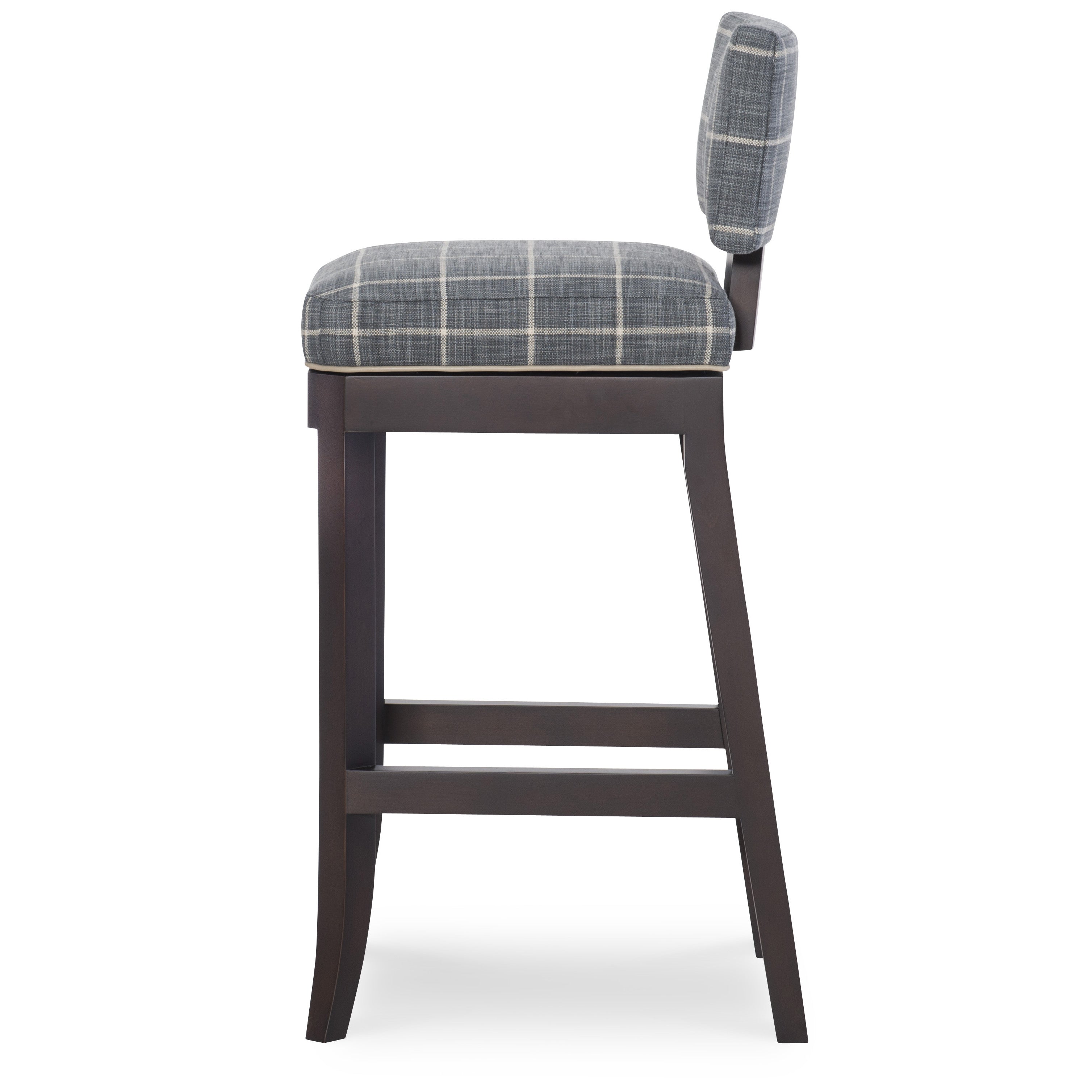 Abbey Bar Stool in Kaluga Slate fabric by Wesley Hall - side view