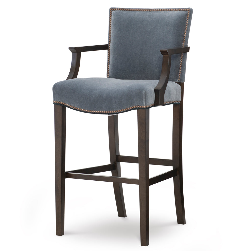 Merit Bar Stool by Wesley Hall shown in Sundance Harbor fabric