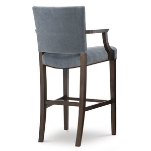 Merit Bar Stool by Wesley Hall shown in Sundance Harbor fabric - back view