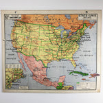 Vintage School Map "Etats-Unis Mexique"