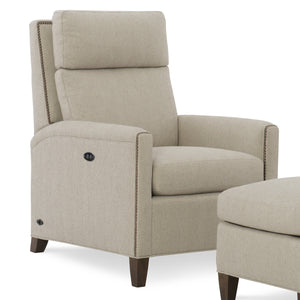 Whitener Tilt Back Chair and Ottoman by Wesley Hall shown in Matrix Sterling fabric - close up