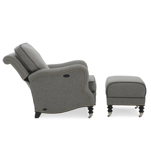 Cyrus Tilt Back Chair in Raquel Shale by Wesley Hall - side view reclined