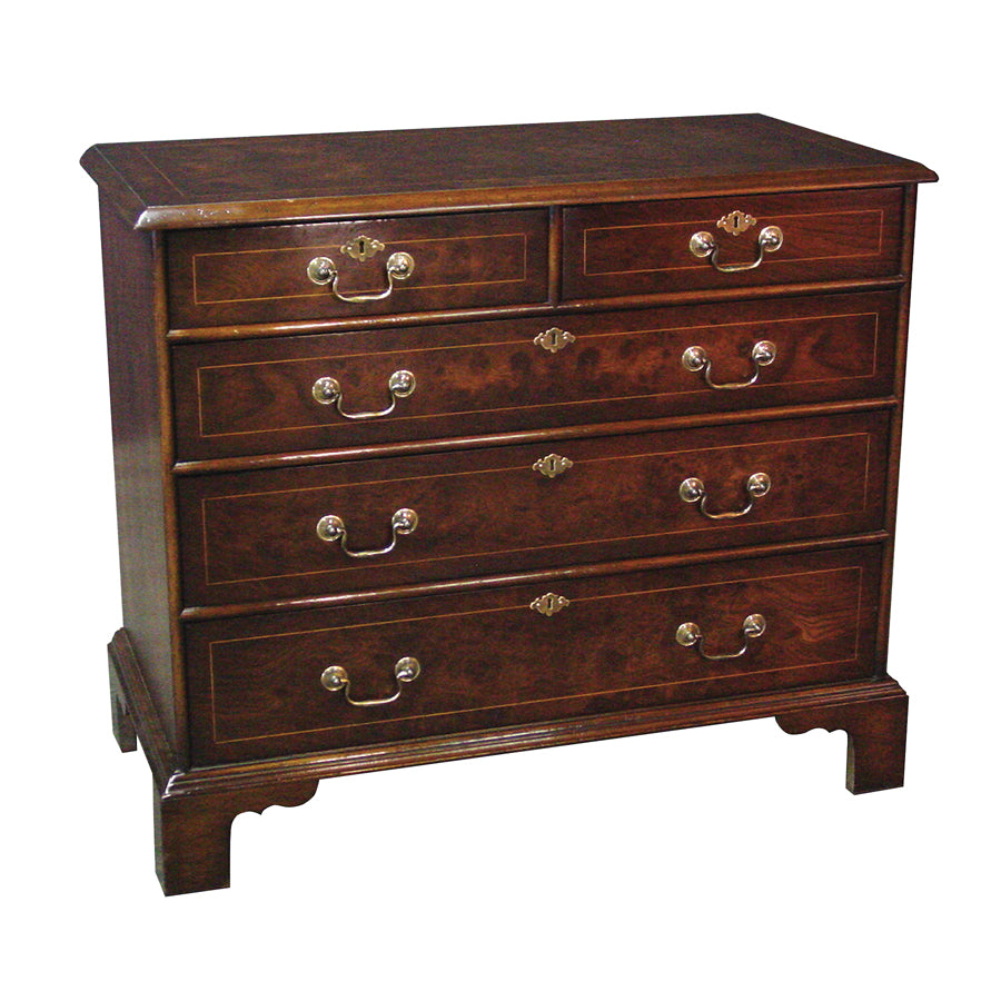 Burl Elm Five Drawer Chest