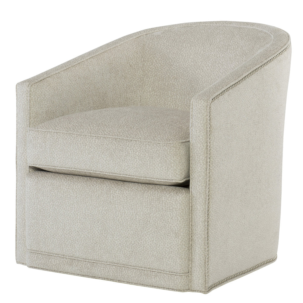 Radcliffe Swivel Chair by Wesley Hall shown in Simba Platinum fabric
