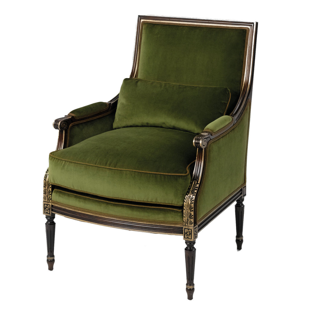Cameron Chair in C-Banks Emerald by Wesley Hall - front view