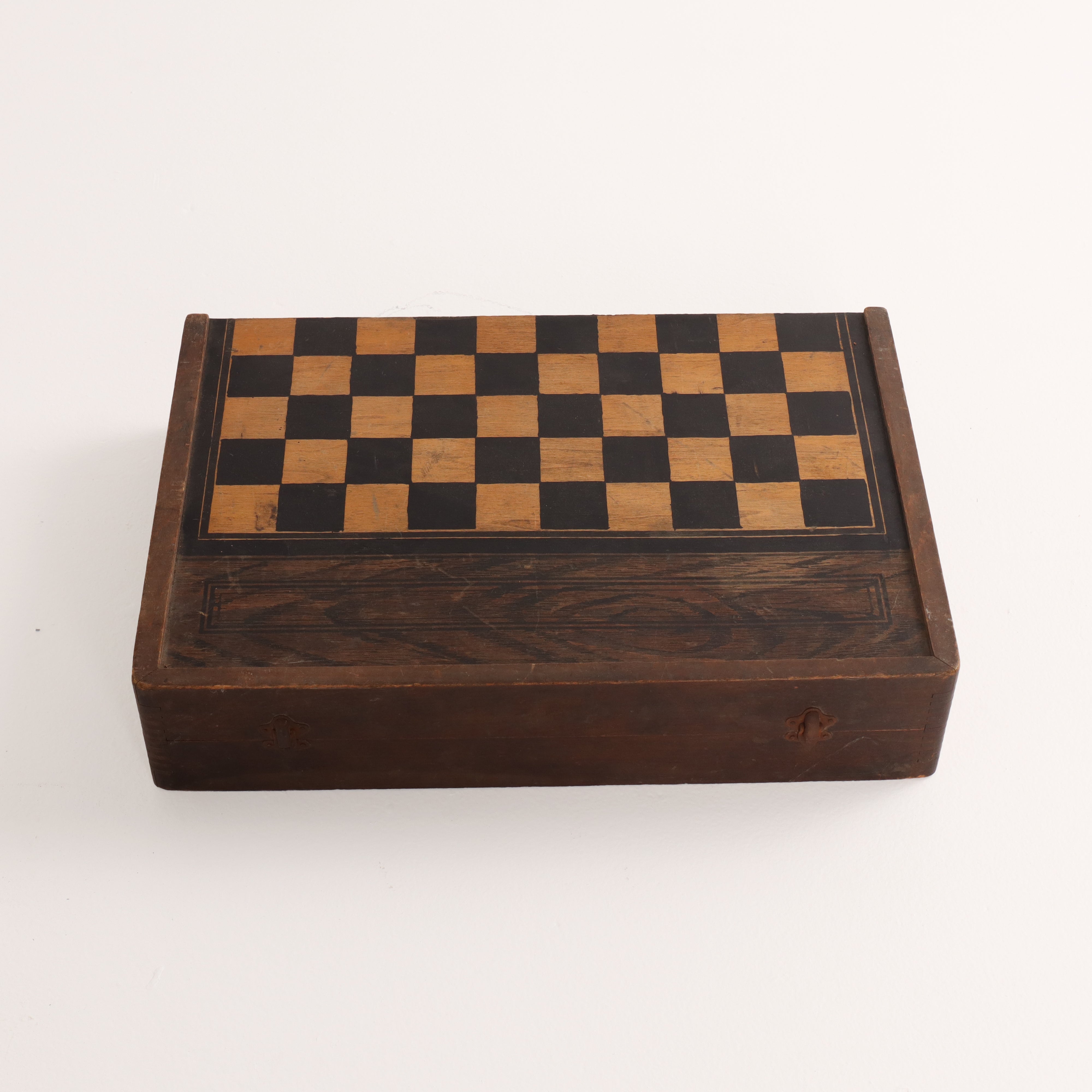 English Vintage Chess Board Game Box c1920