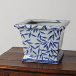 Blue & White Bamboo Square Porcelain Cachepot