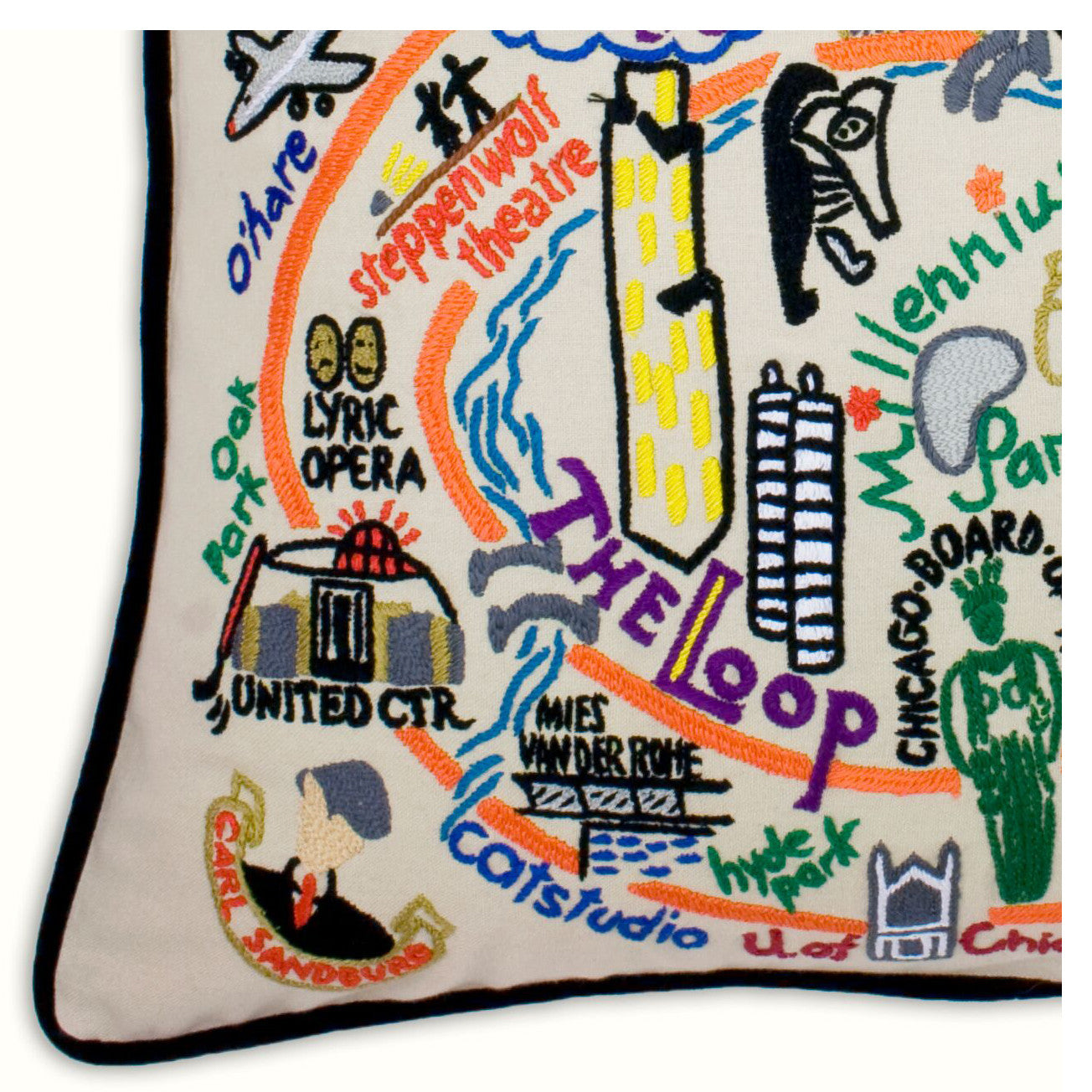 Chicago Hand-Embroidered Pillow
