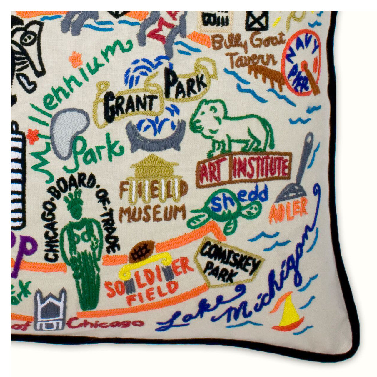 Chicago Hand-Embroidered Pillow