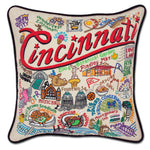 Cincinnati Hand-Embroidered Pillow