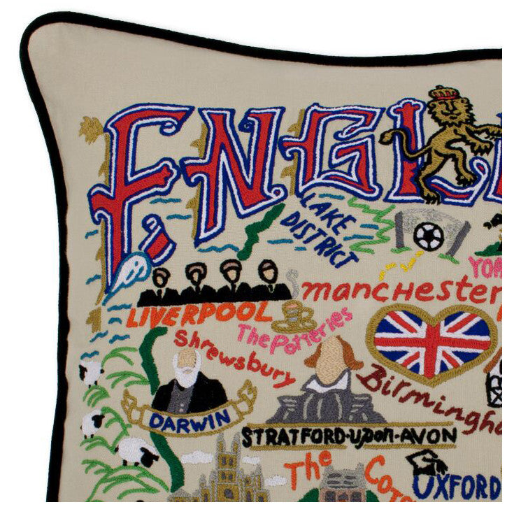 England Hand-Embroidered Pillow