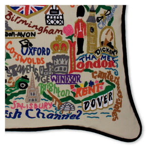 England Hand-Embroidered Pillow