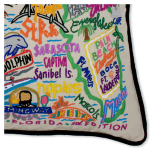Florida Hand-Embroidered Pillow