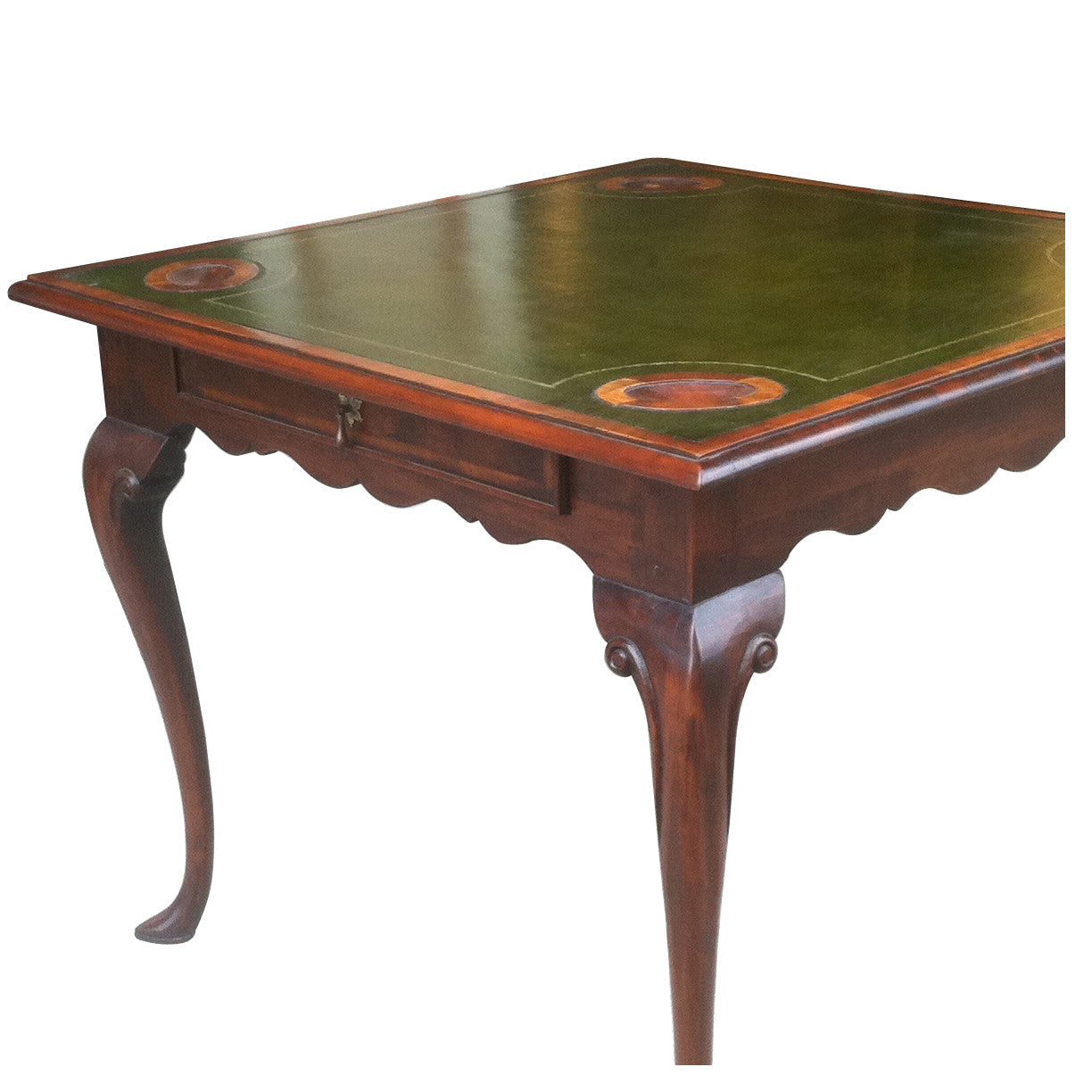 Game Table with Green Leather Top