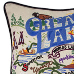 Great Lakes Hand-Embroidered Pillow
