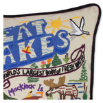 Great Lakes Hand-Embroidered Pillow