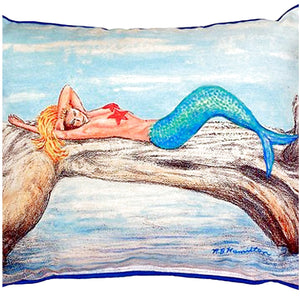 Mermaid on Log Indoor/Outdoor Pillow, Set of 2