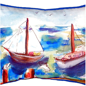 Two Sailboats Indoor/Outdoor Pillow, Set of 2