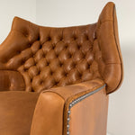 Webster Leather Chair by Wesley Hall shown in Sheridan Nutmeg leather - close up