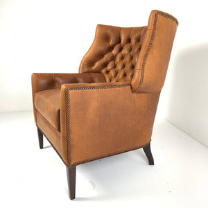 Webster Leather Chair by Wesley Hall shown in Sheridan Nutmeg leather - side view