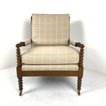Marshall Chair by Wesley Hall in Derby Buff fabric and Normandy finish - front view