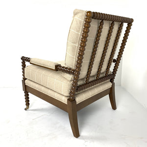 Marshall Chair by Wesley Hall in Derby Buff fabric and Normandy finish - back view