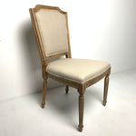 Oak Framed Linen Sprindle Leg Side Chair