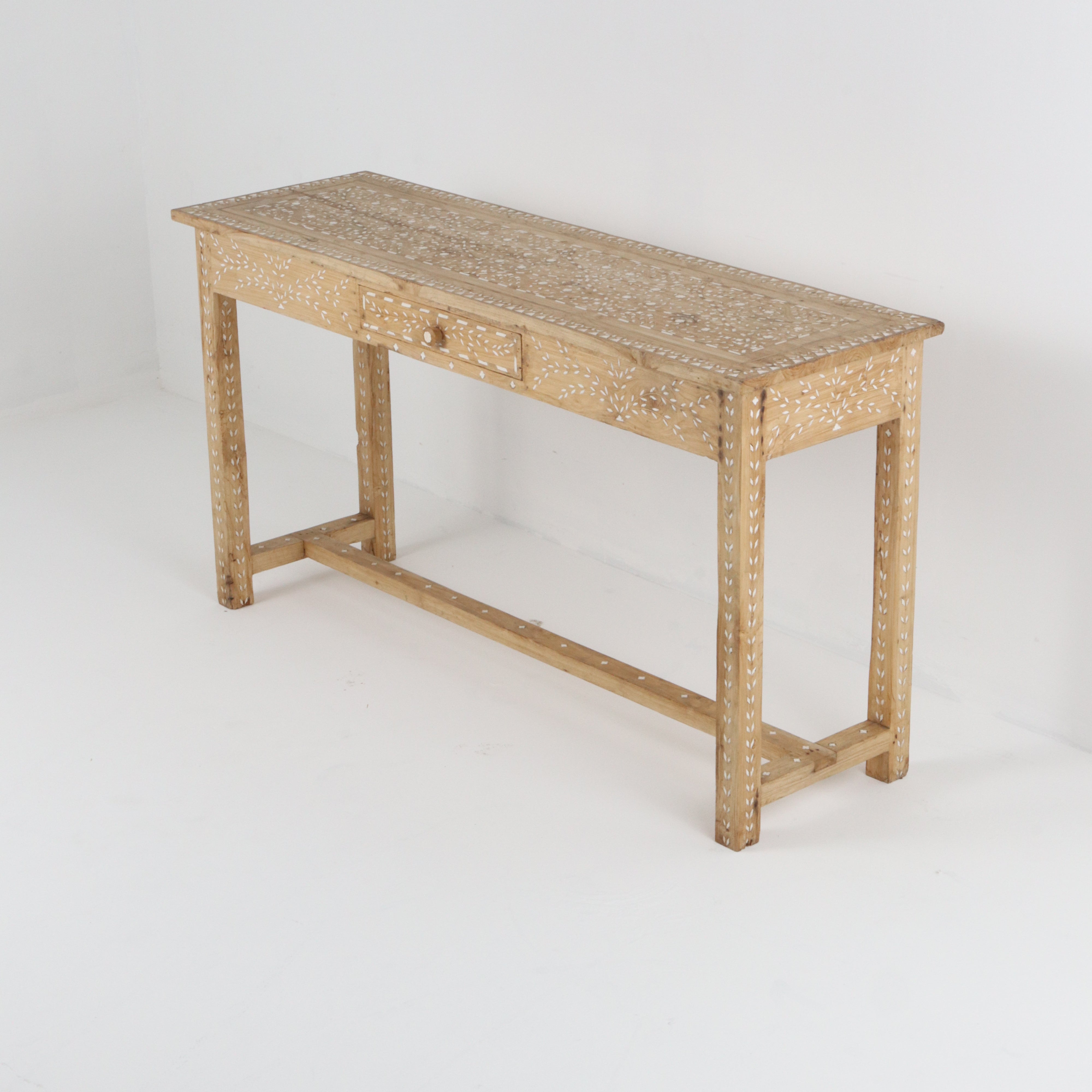 Vintage Bleached Bone Inlay Console