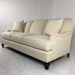 Signature Elements Sofa by Wesley Hall shown in Matrix Cream fabric and Espresso wood finish - corner view